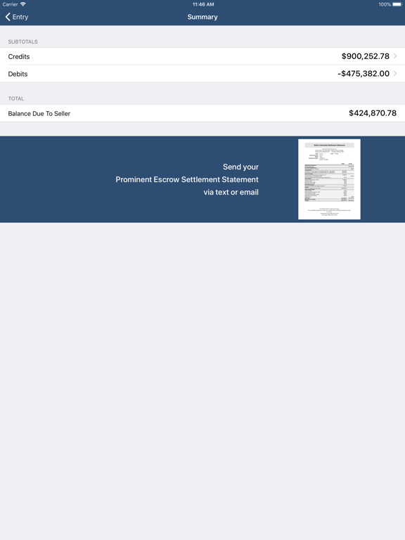 ProEscrow iPad screenshot