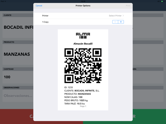 Alma100 Entrada iPad screenshot
