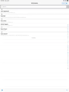 Contacts last entries & search iPad image 1