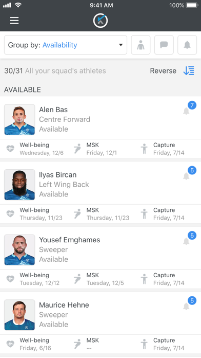 Kitman Labs Coach Screenshot