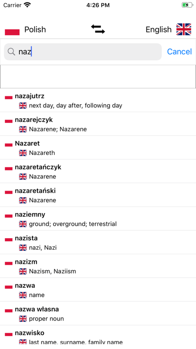 Polish-English Dictionary Screenshot