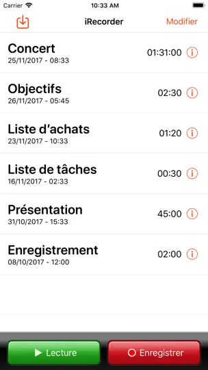 Capture d'écran de IRecorder Pro - SimpleTouch sur iPhone 1