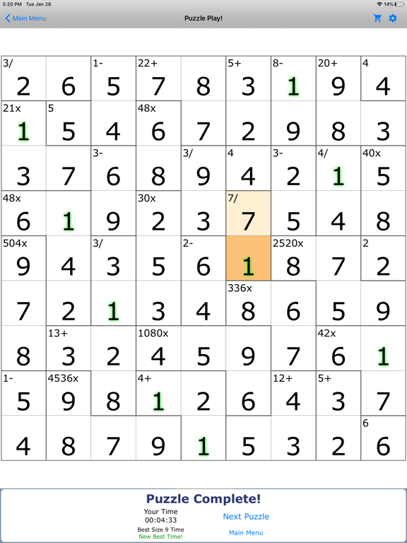 Mathdoku Challenge! iPad screenshot