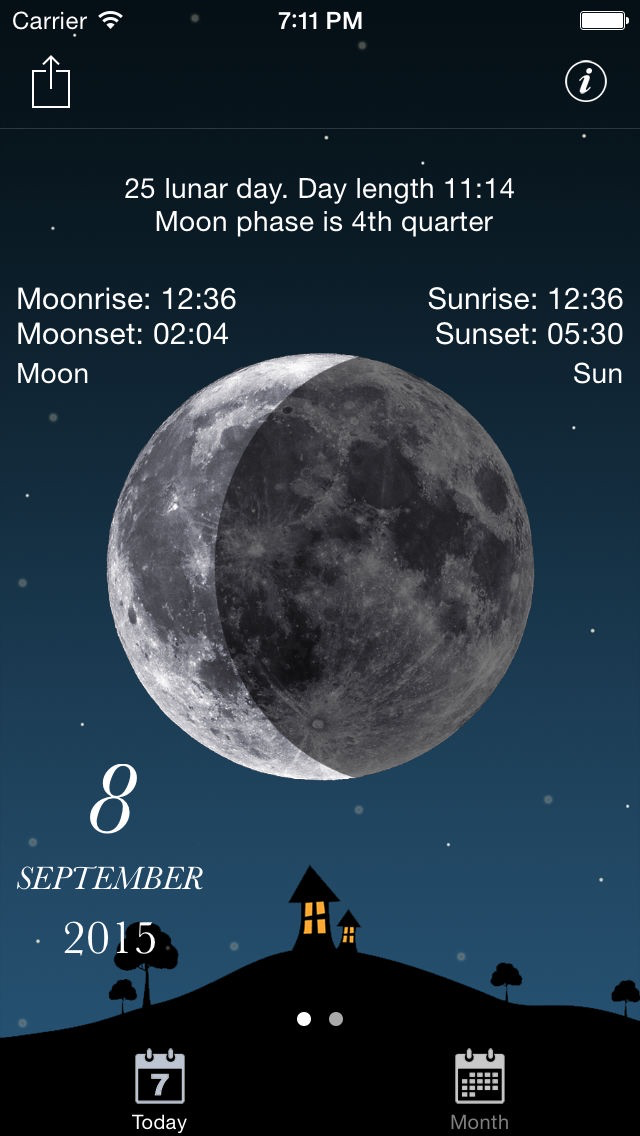 Sky and Moon phases calendar