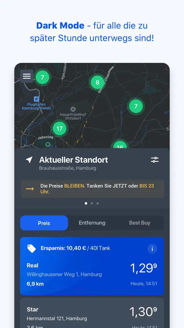 TankenApp mit Benzinpreistrend iPhone App Screenshot 2 – Navigation