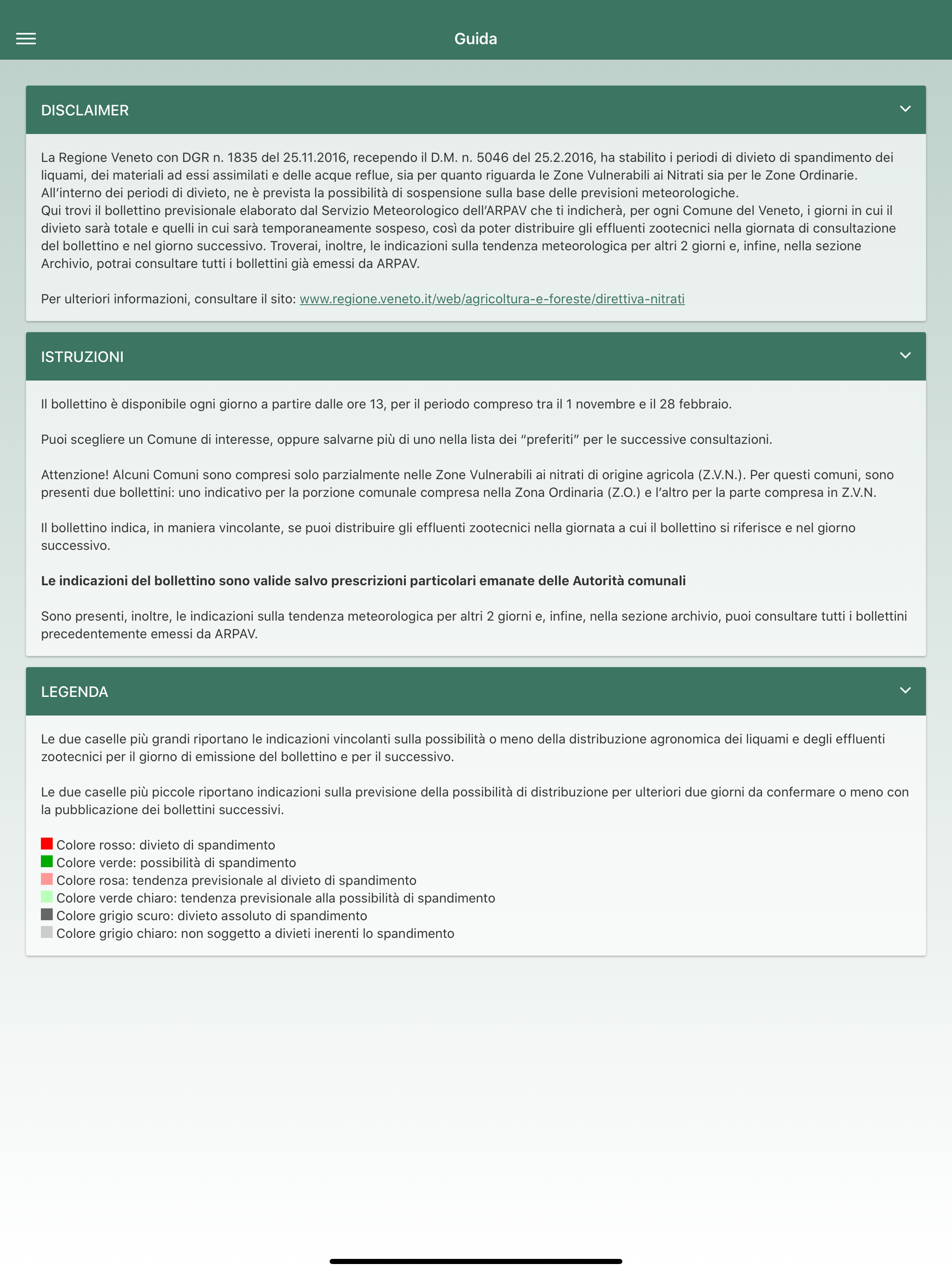 App ARPAV Agrometeo Nitrati
