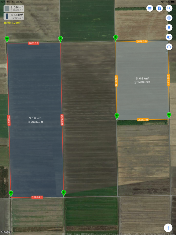 Planimeter Pro - Measure path and land area on map screenshot