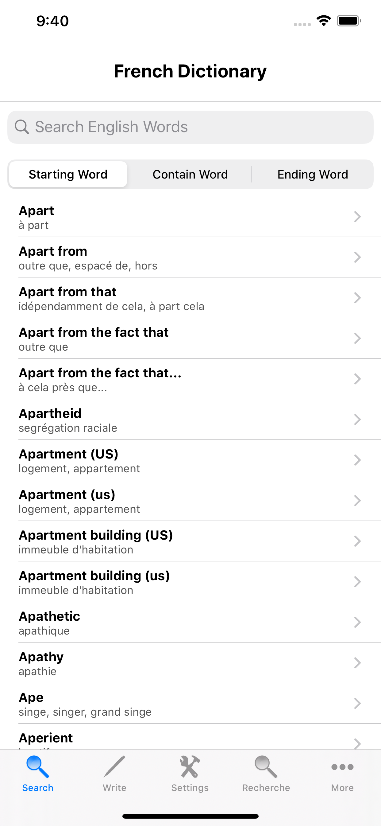 French Dictionary English