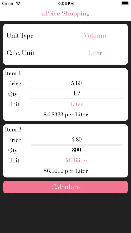 Unit Price Shopping