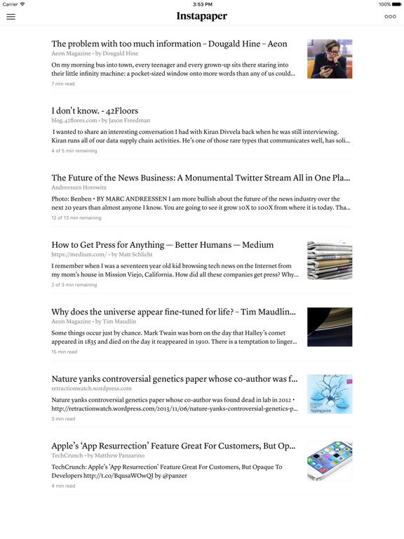 Screenshot #1 for Instapaper