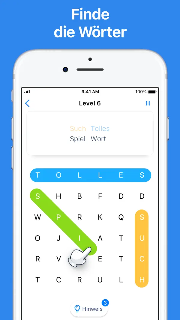 Word Search - Wortsuche-Rätsel iPhone Spiel Screenshot 1 – Spiele