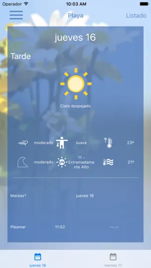 Captura de pantalla de El Tiempo De AEMET en iPhone 5