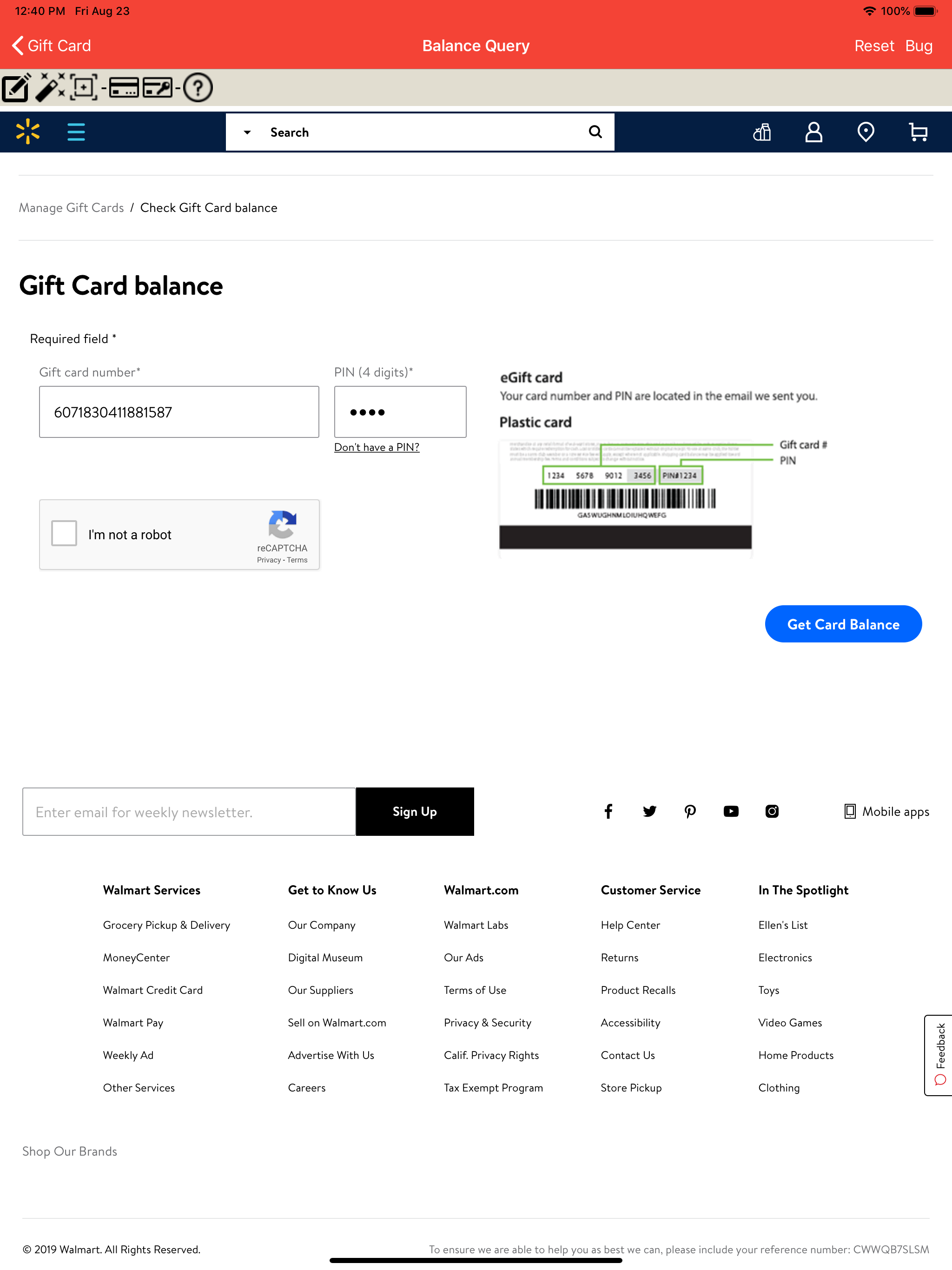Gift Card Balance (GCB)