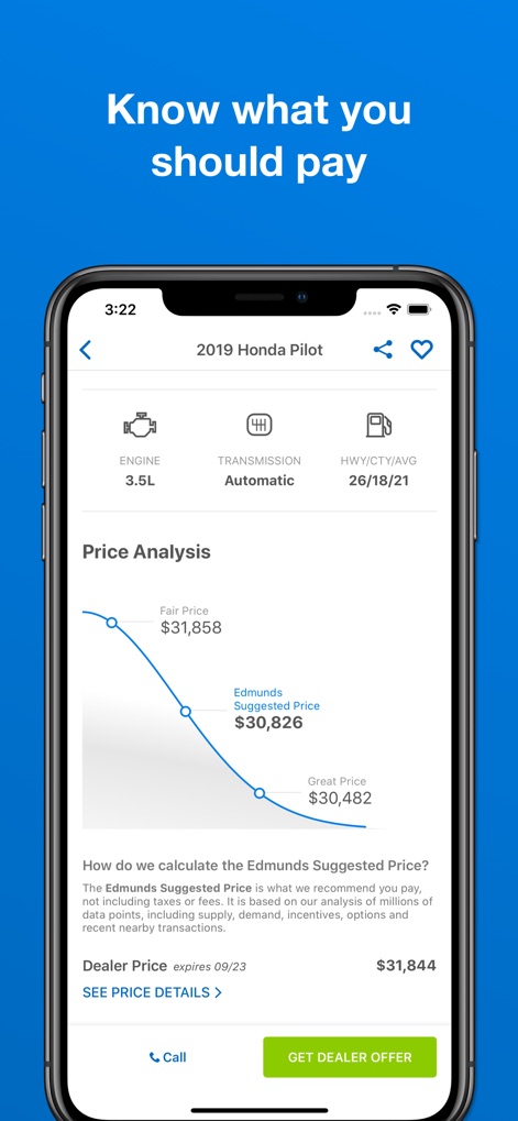 Edmunds - Shop Cars For Sale - L'app fornisce un grafico dettagliato di analisi dei prezzi e rivela il "Prezzo Suggerito Edmunds" per supportare le trattative con i concessionari.