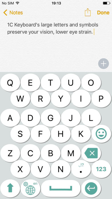 Screenshot #1 pour 1C Keyboard Lite