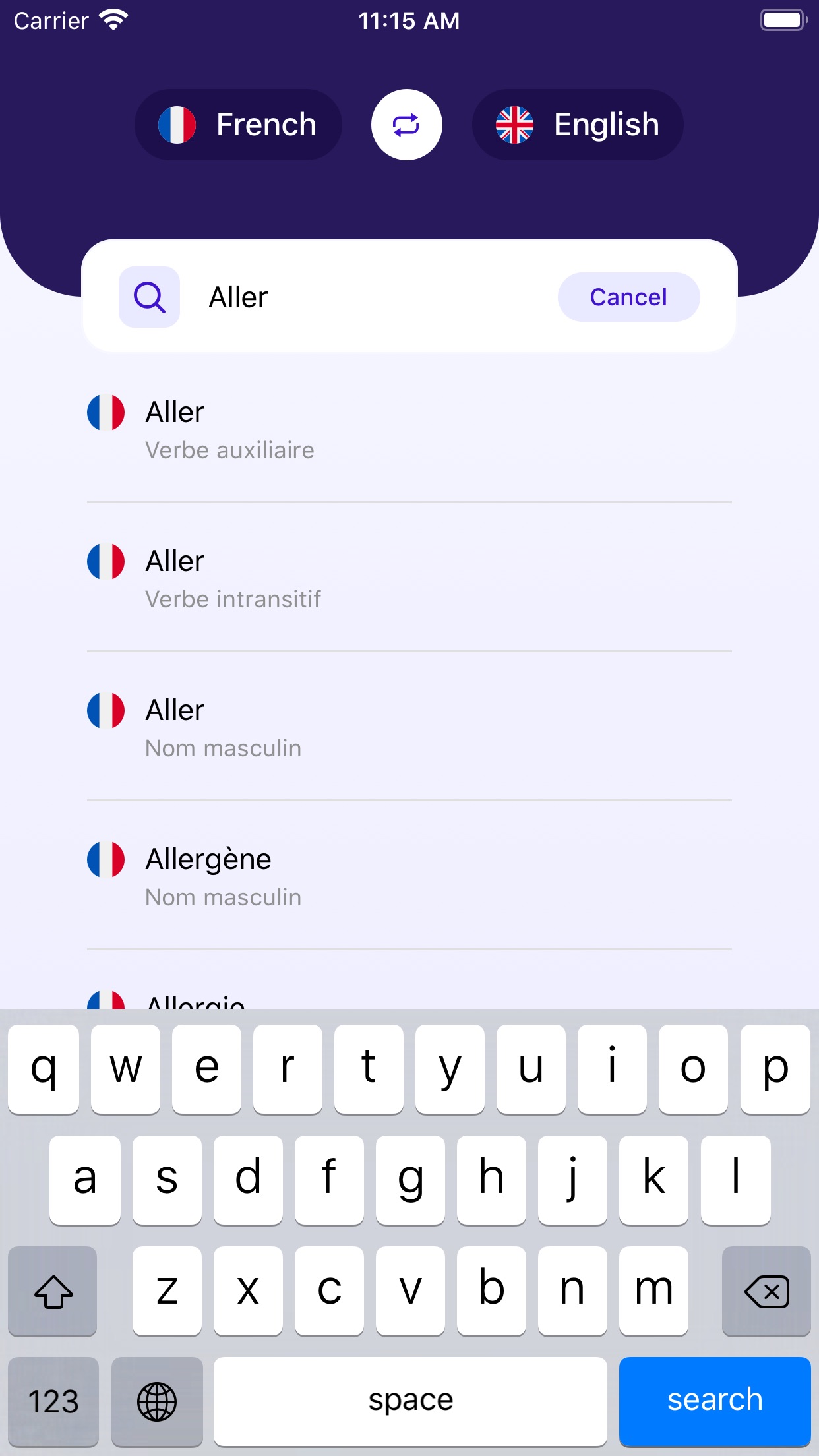 Screenshot 2 of French~English Dictionary