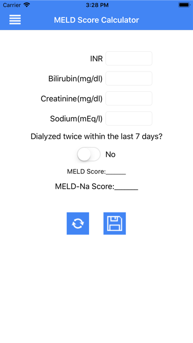 Screenshot #1 pour MELD Score Calculator