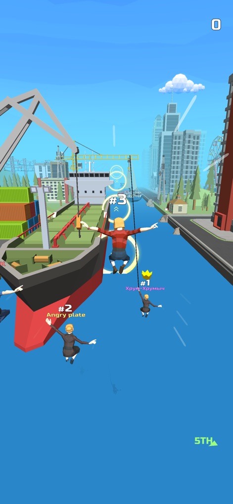 Swing Rider! - Experience the game's varied urban landscapes, from bustling streets to vibrant dock areas, as players race past cargo ships and cranes.
