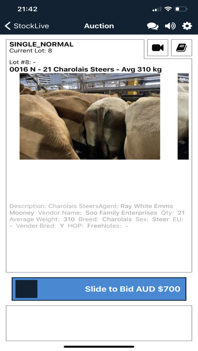 StockLive Mobile Bidding Screenshot