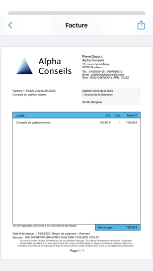 Capture d'écran de Gestion Micro-Entrepreneur sur iPhone 2