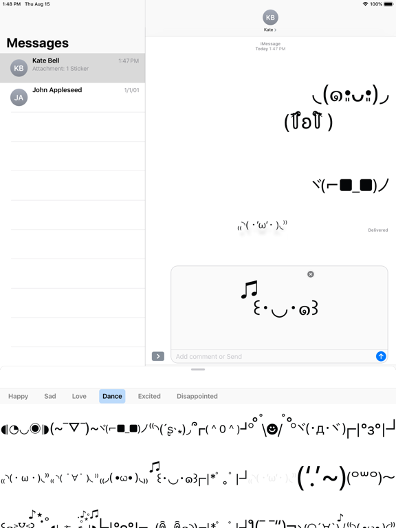 Kaomoji Stickers iPad screenshot