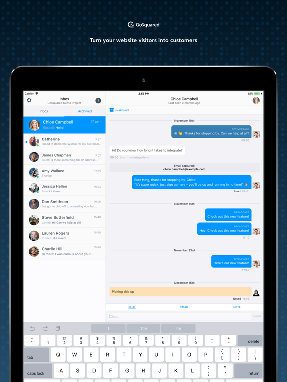 Screenshot #4 pour Inbox - Live Chat by GoSquared