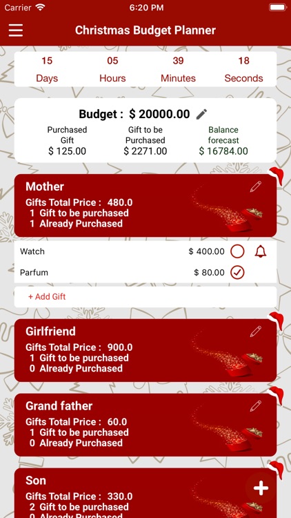 Chirstmas Budget Planner