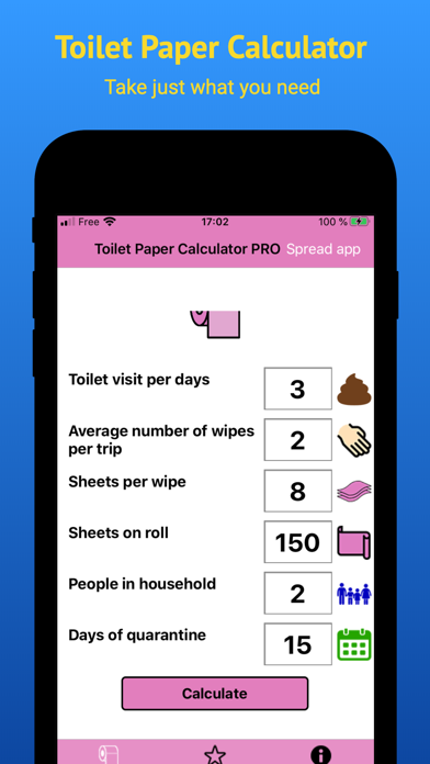 Toilet Paper Calculator PRO iPhone screenshot 1 - Finance app