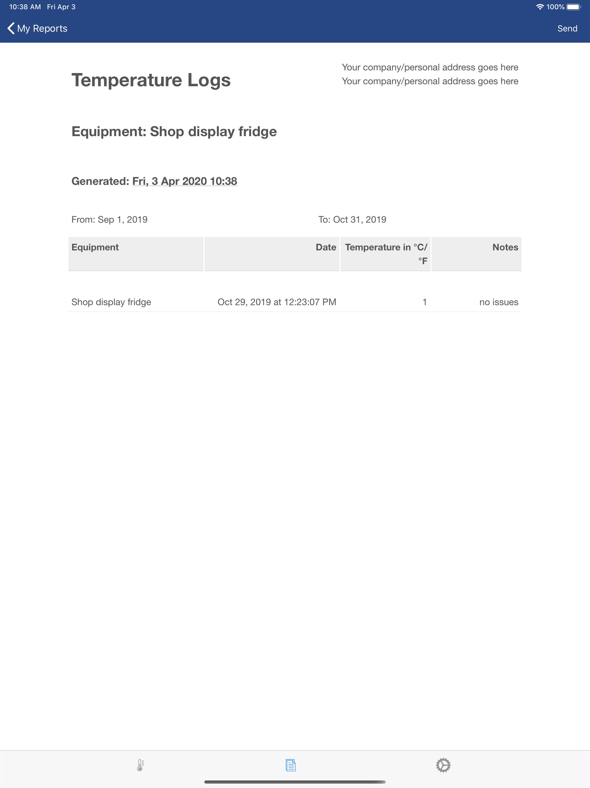 Temperature Log Book