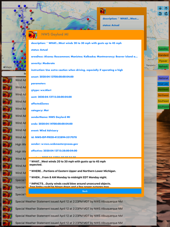 Instant NOAA Alerts 3D Elite iPad screenshot 4 - Weather app