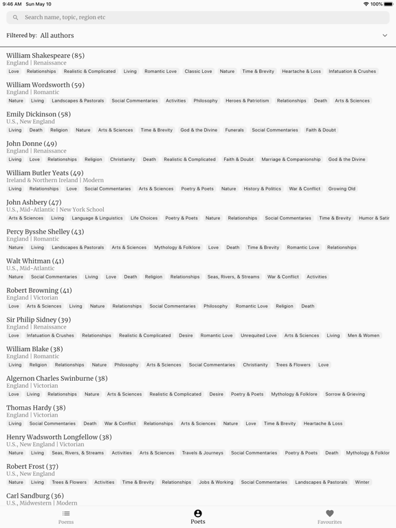 Poems iPad screenshot 4 - Reference app