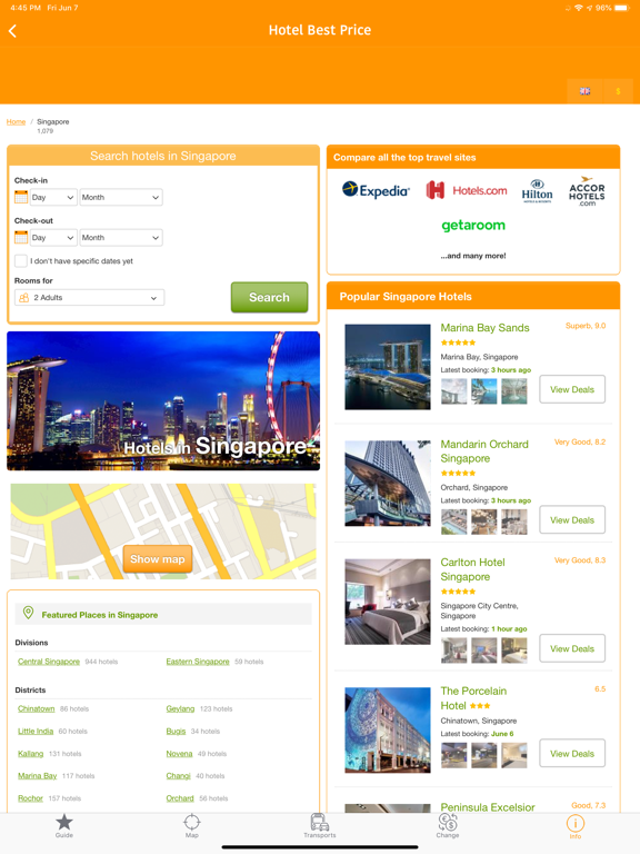 Singapore Map and Travel Guide iPad screenshot 8 - Travel app