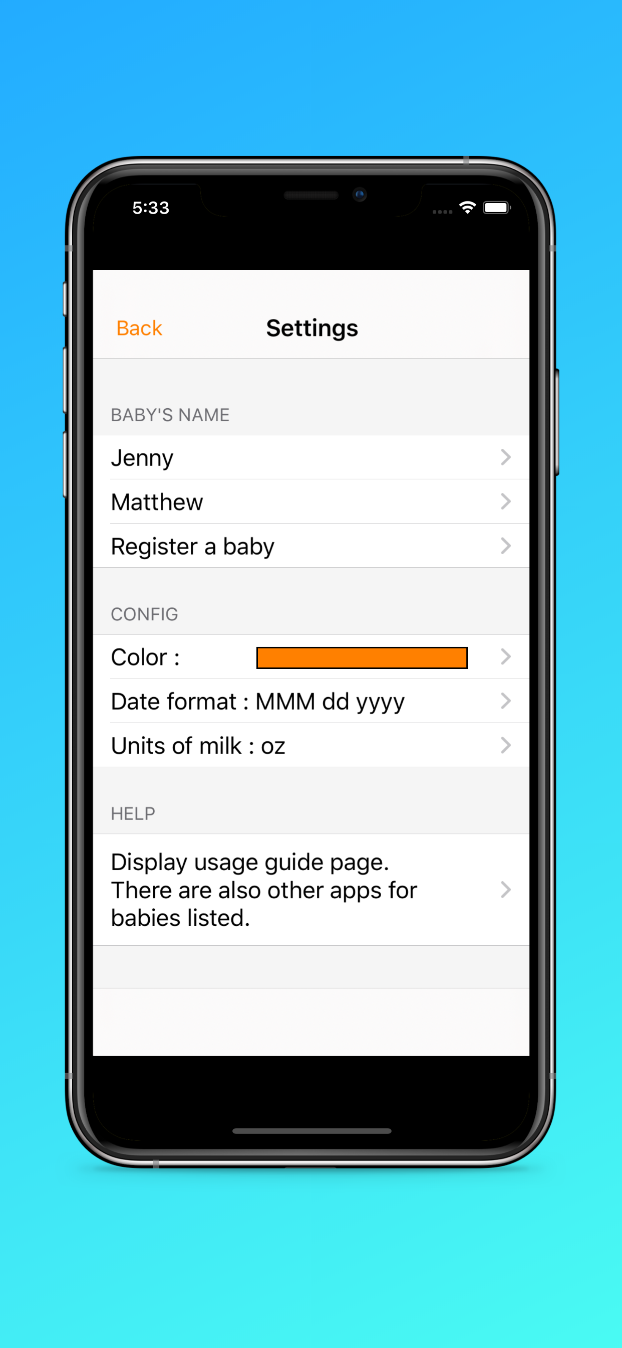 Simple Baby Feeding Log