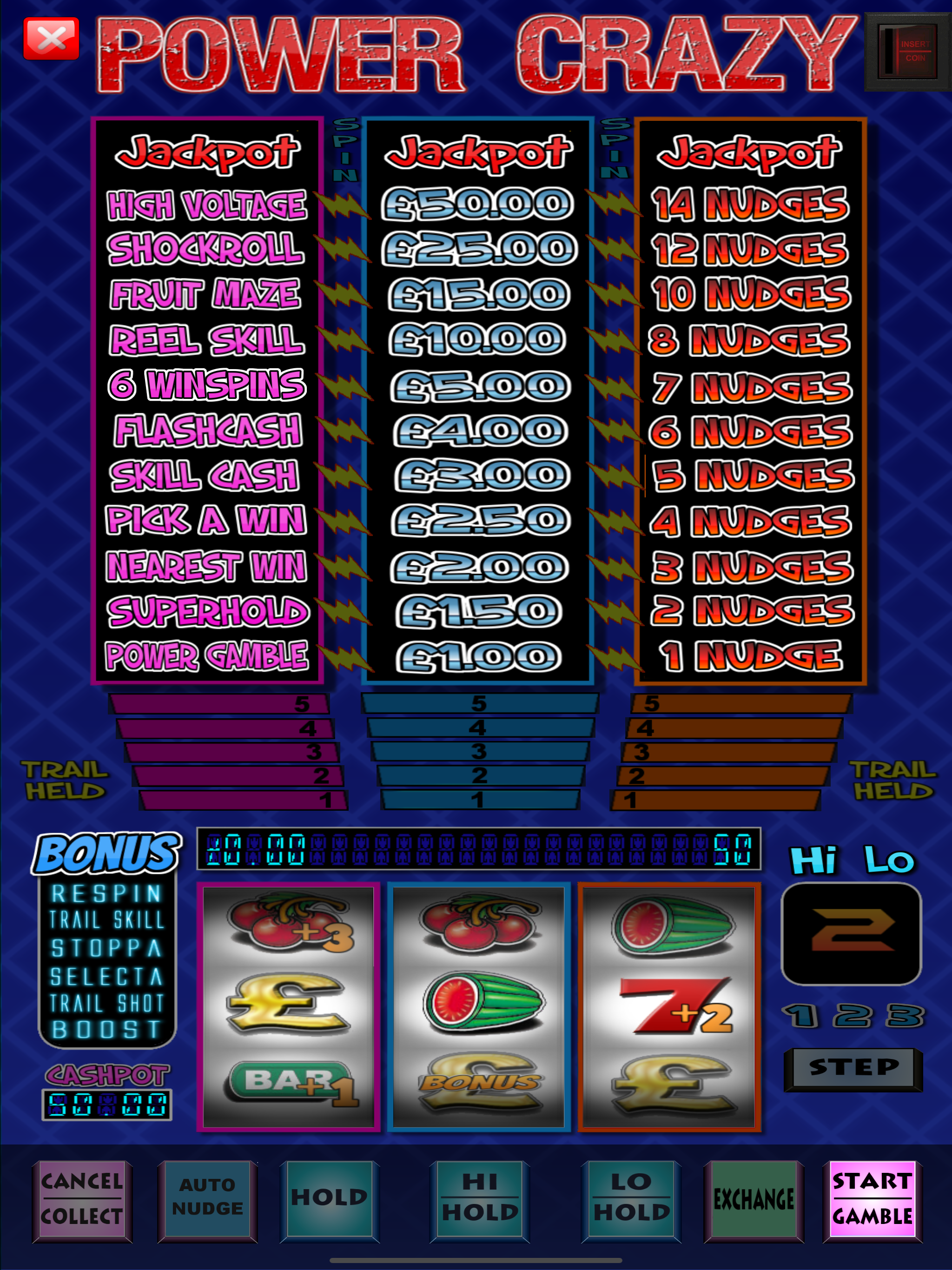Power Crazy Fruit Machine Game