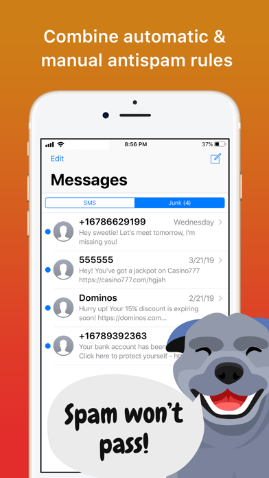 SpamHound SMS Spam Filter Screenshot
