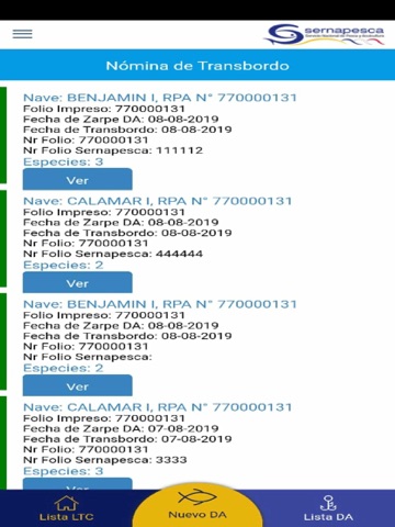 Sernapesca LTC iPad screenshot