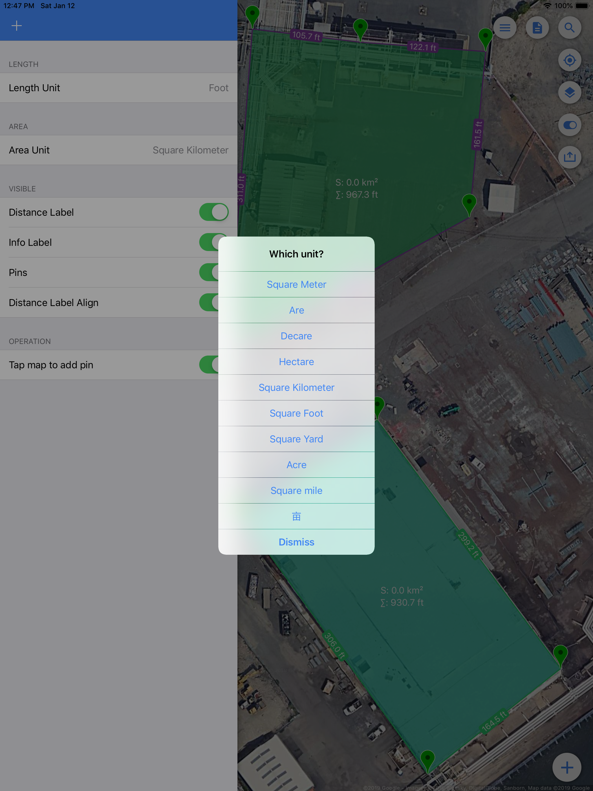 Planimeter for map measure