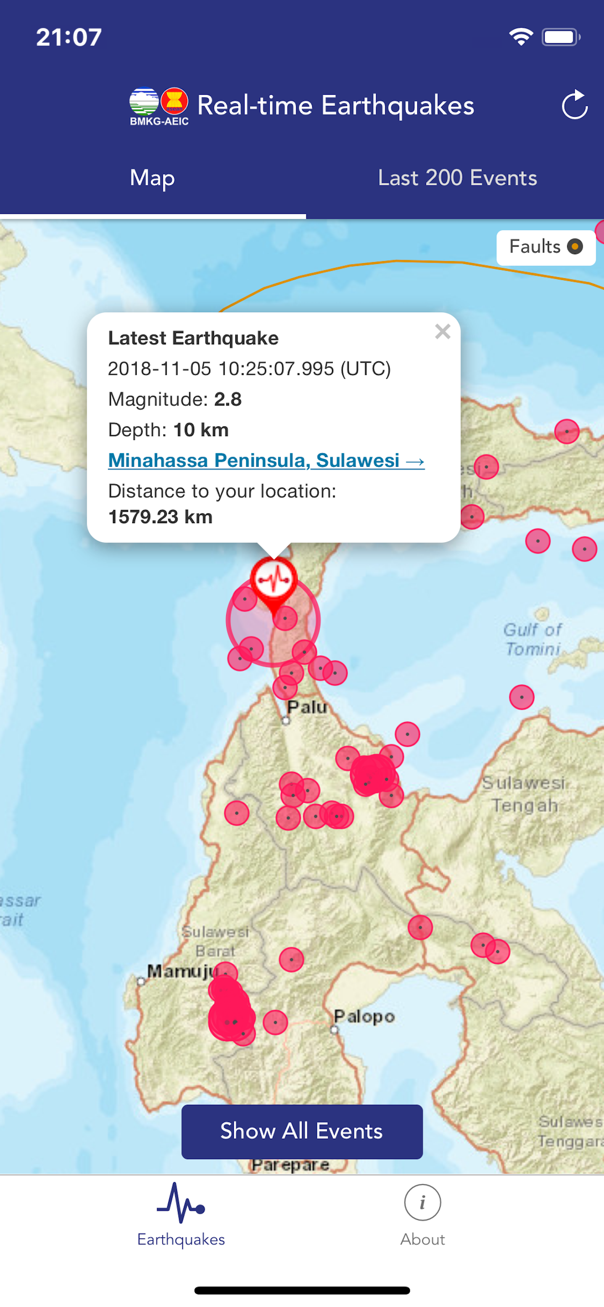 WRS-AEIC Real-time Earthquakes