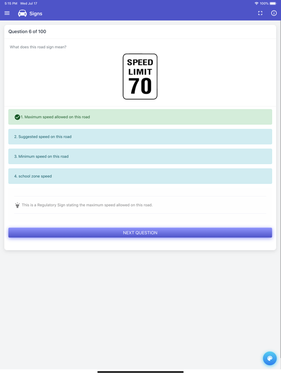 Wyoming DOT Practice Test iPad screenshot