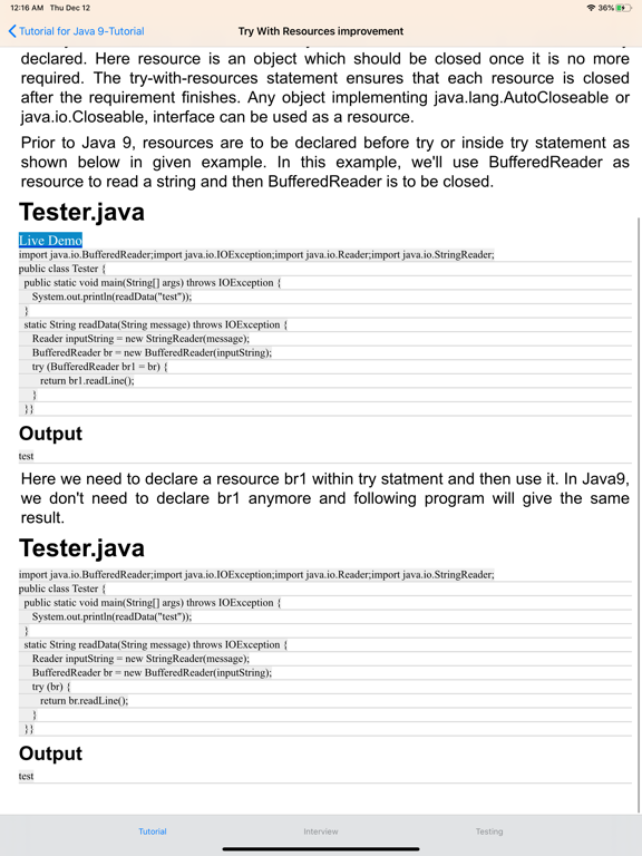 Screenshot #6 pour Tutorial for JAVA SE 9