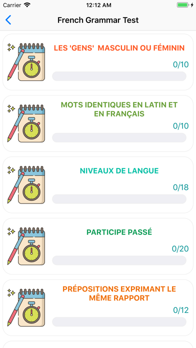 French Grammar Test Screenshot