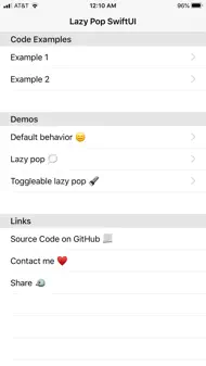 Lazy Pop SwiftUI Demo iphone bilder 1