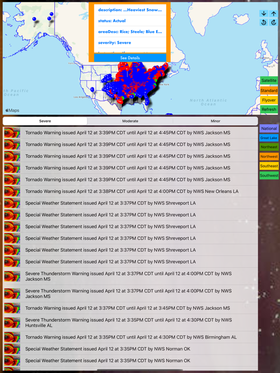 Screenshot #1 for Instant NOAA Alerts 3D Elite