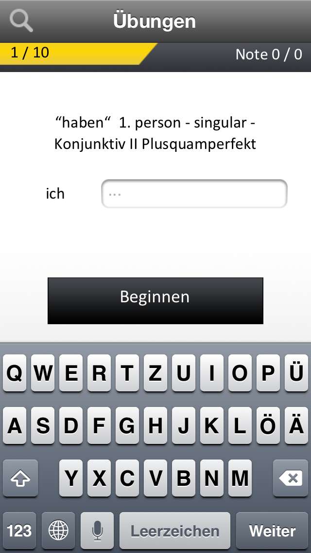 German Verbs Conjugation Screenshot