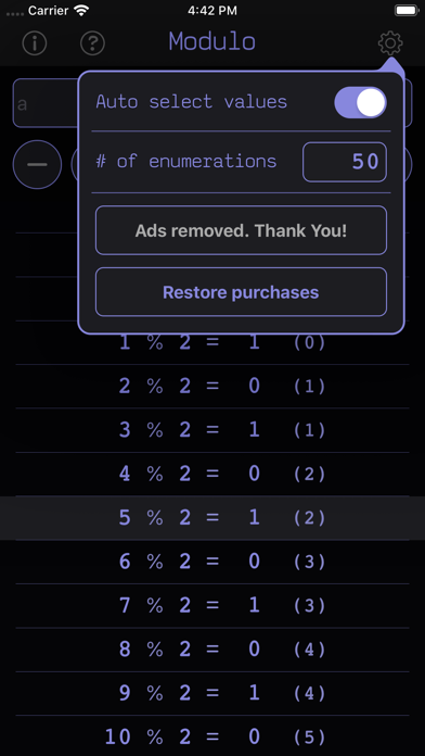 Modulo Enumerator iPhone screenshot 6 - Productivity app