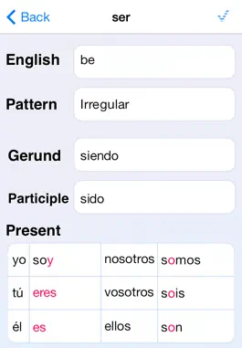 Game screenshot Spanish Verbs Lite apk