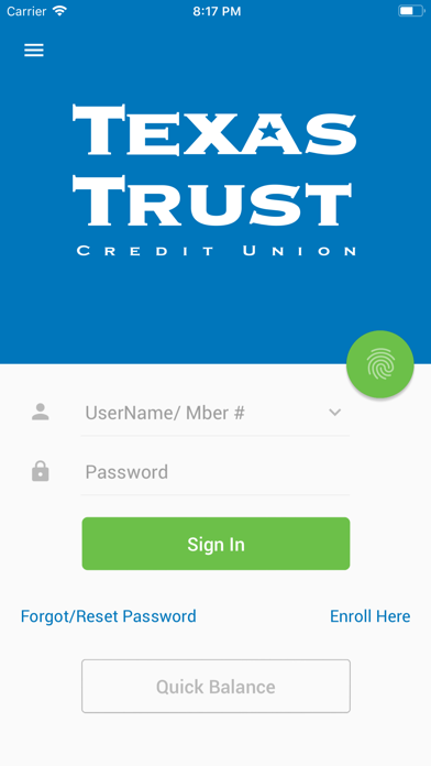 Texas Trust’s Mobile Banking Screenshot