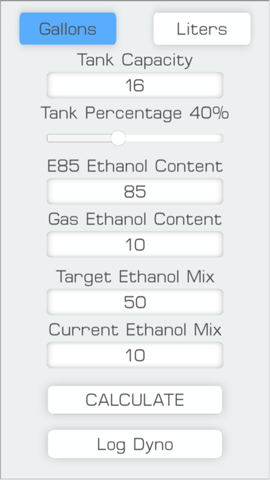 E85 Mix Ethanol Calculator Screenshot