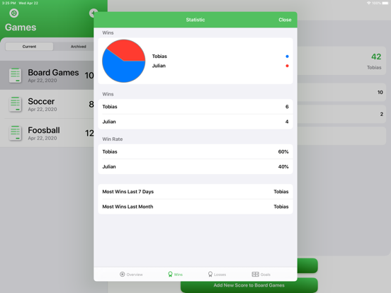Score Tracking and Statistics iPad screenshot
