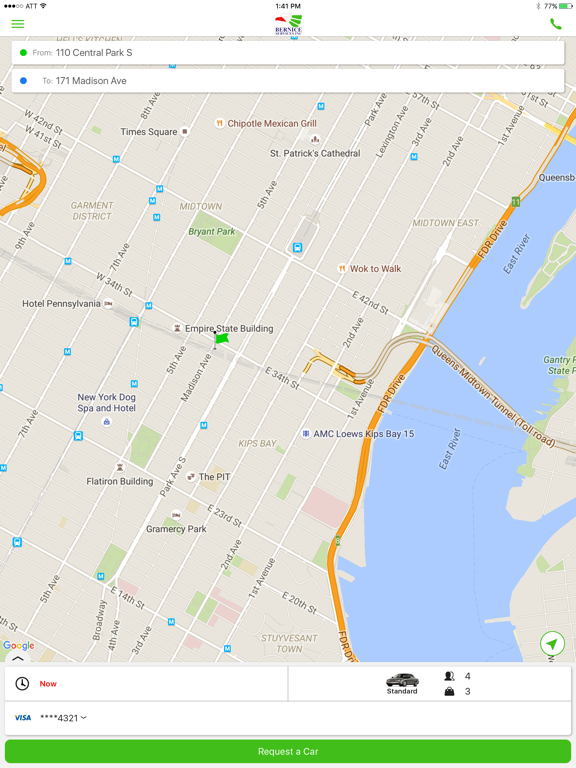 Bernice Car Service iPad screenshot 3 - Travel app